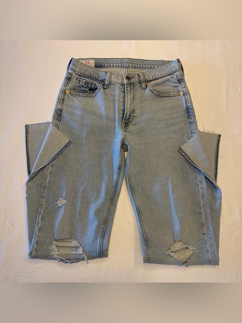 GAP Light Blue Straight-Leg Distressed Jeans